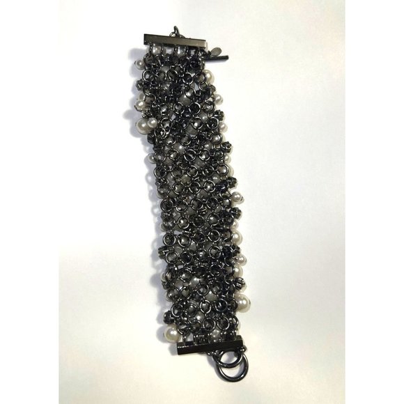 Premier Designs "Enamored" Black Hematite With Faux Pears & Crystals - Picture 8 of 9